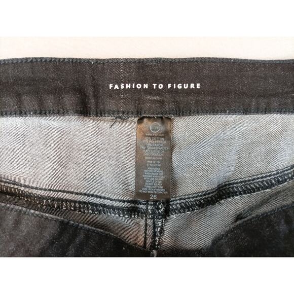 Fashion to Figure Womens Black Fringe Side Denim Shorts Size 26 - Picture 4 of 8